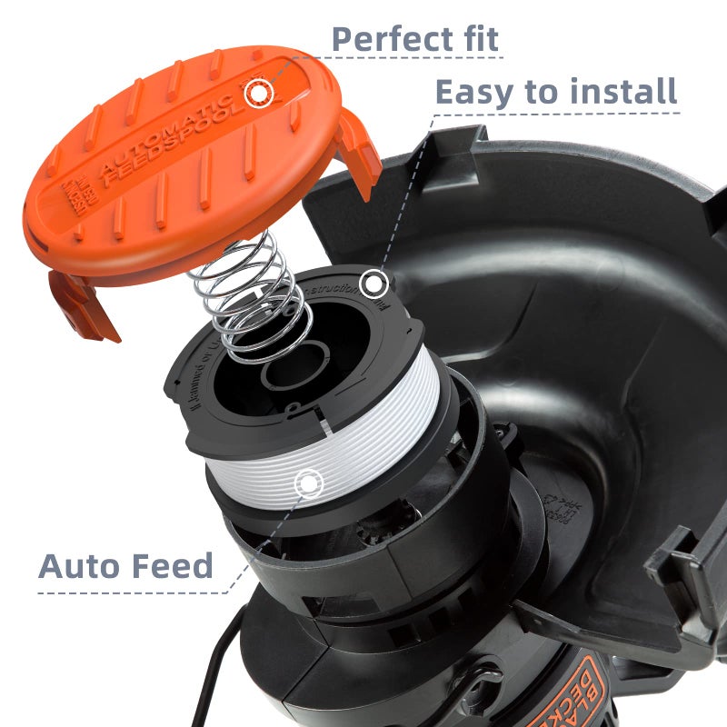 EVENTRONIC 10 Pack Weed Eater String Compatible with Black+Decker, AF-100 0.065" Weed Wacker String Refill 240ft Automatic Feed String Trimmer Replacement Spool Line for Black&Decker(8 Spool+2 Cap+2 Spring) - Image 4